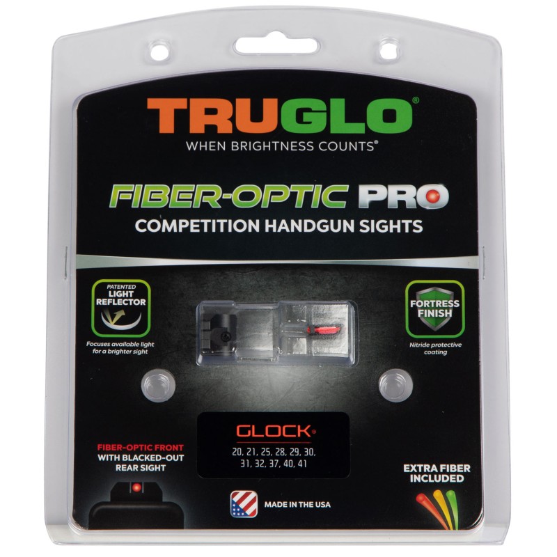 TruGlo TG132G2 FiberOptic Pro  RedFiber Optic Front SightBlackBlank Rear Sight Glock 2021