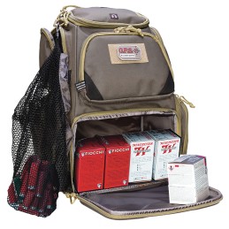 GPS Bags 1611SC Sporting Clays Backpack Olive wVisual ID Storage System Lockable Zippers Storage Pockets PullOut Rain Cover