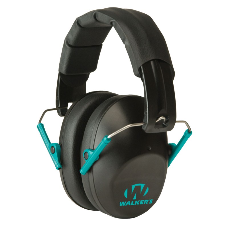 Walkers GWPFPM1BKTL Pro Low Profile Passive Muff 22 dB Over the Head BlackTeal Accent Polymer