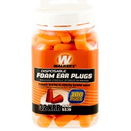 Walkers GWPFP50PK Foam Ear Plugs  Disposable Foam 32 dB Orange 50 Pair