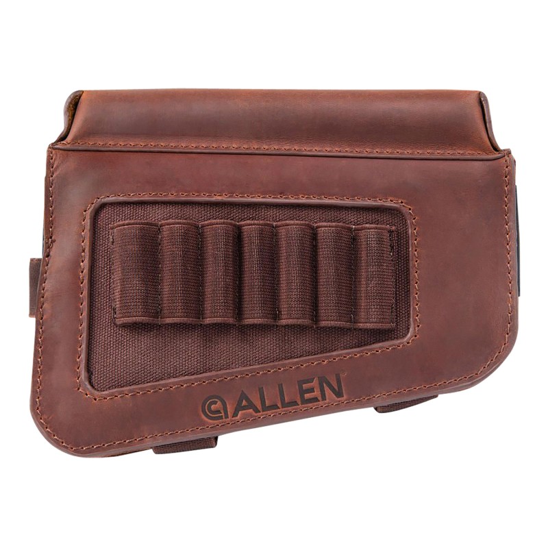 Allen 8519 Westcliff Buttstock Cartridge Carrier 7rd Leather Rifle Buttstock Mount Features Raised Cheek Piece