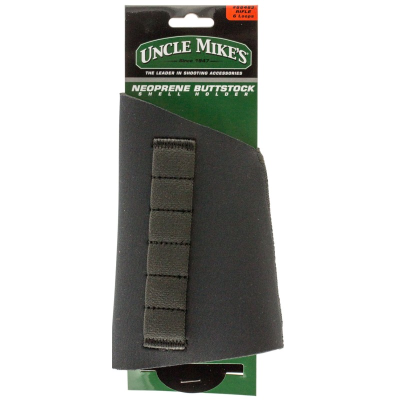 Uncle Mikes 88483 Buttstock Shell Holder  Black Neoprene 6rd Rifle