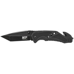 Smith  Wesson Knives SWMP11BCP MP Rescue 3.80 Folding Tanto Plain Black Stainless Steel Blade Black G10 Handle Features Glass Br