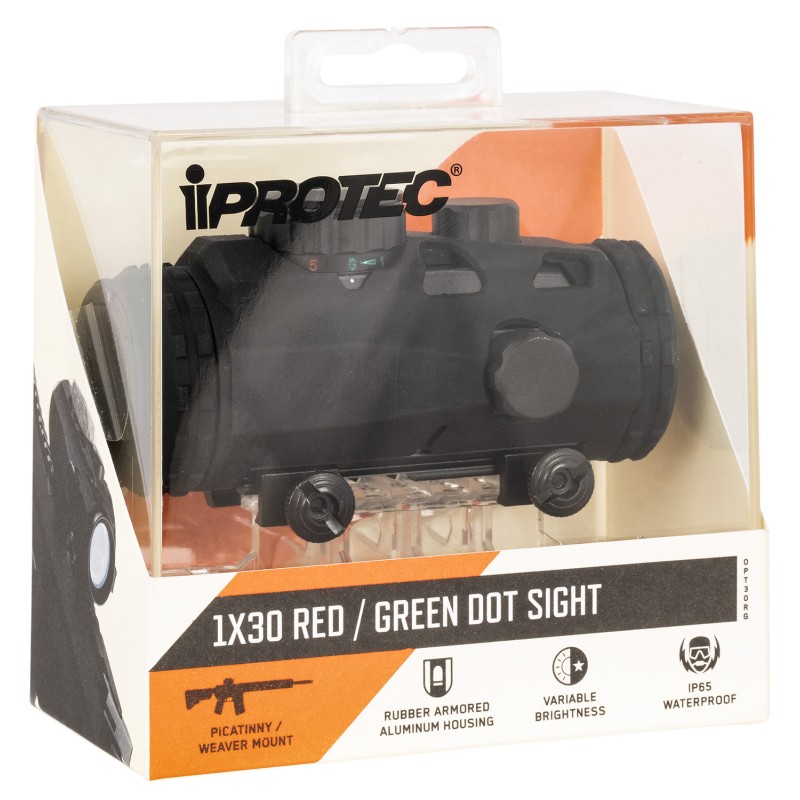 iProtec IPRELC0001 1x30 RedGreen Dot Sight  Matte Black 1 x 30 mm 5 MOA RedGreen Dot