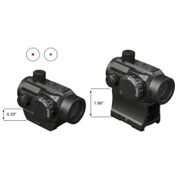 Konus 7217 Nuclear  Matte Black 1x22mm 3 MOA Dual RedGreen Illuminated Dot Reticle Features Dual Mounting System