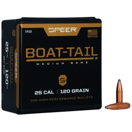 Speer 1410 BoatTail  25Cal 120gr Jacketed Soft Point Boat Tail 100 Per Box5 Case