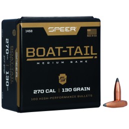 Speer 1458 BoatTail  270Cal 130gr Spitzer Boat Tail Soft Point 100 Per Box5 Case