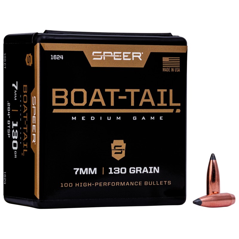 Speer 1624 BoatTail  7mm 130gr Jacketed Soft Point Boat Tail 100 Per Box5 Case