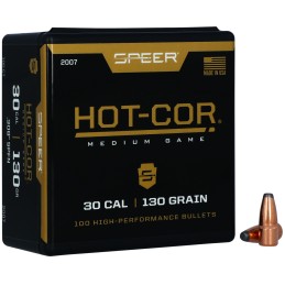 Speer 2007 HotCor  30Cal 130gr Soft Point Flat Nose 100 Per Box5 Case