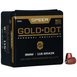 Speer 3994 Gold Dot Personal Protection 9mm 115gr Hollow Point 100 Per Box5 Case