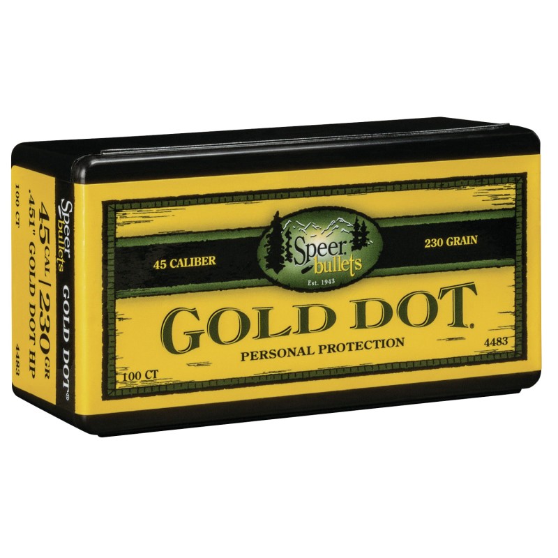 Speer 4483 Gold Dot Personal Protection 45Cal 230gr Hollow Point 100 Per Box5 Case