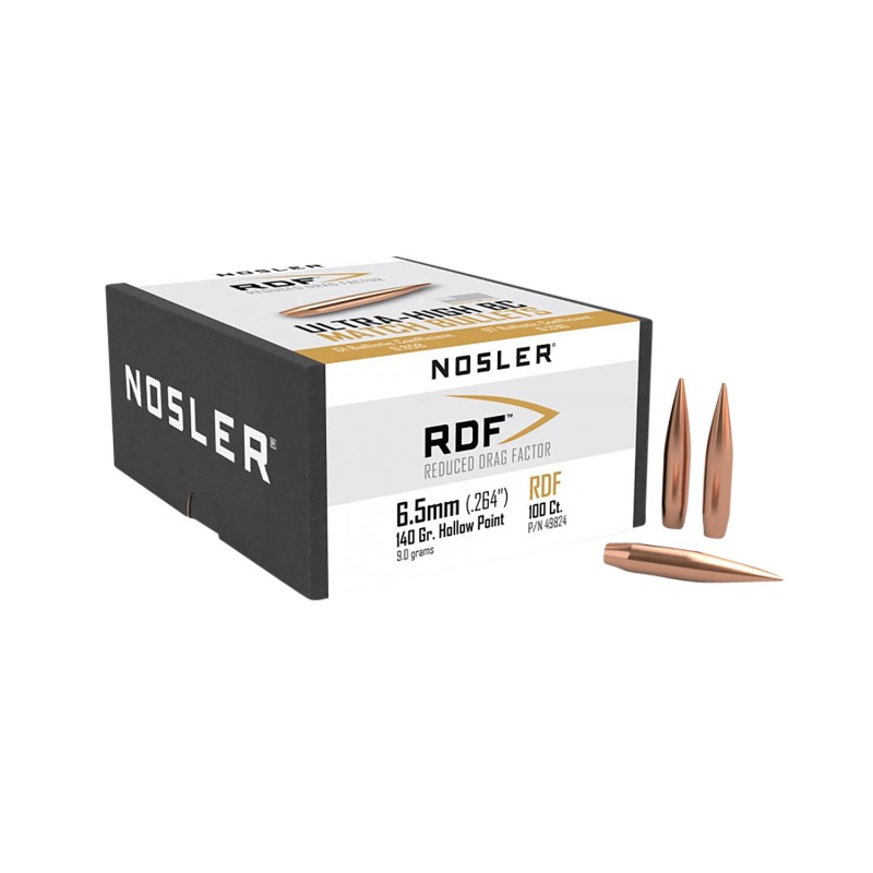 Nosler 49824 RDF Match 6.5mm 140gr Hollow Point Boat Tail 100Box