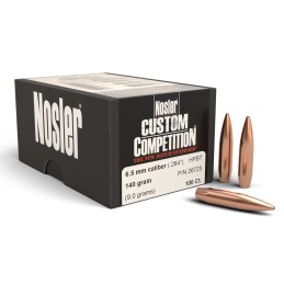 Nosler 26725 Custom Competition 6.5Creedmoor 140gr Hollow Point Boat Tail 100Box