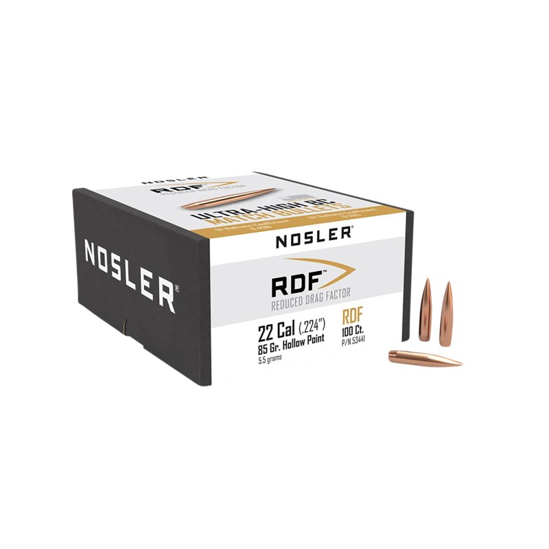 Nosler 53441 RDF Match 22Cal 85gr Hollow Point Boat Tail 100Box