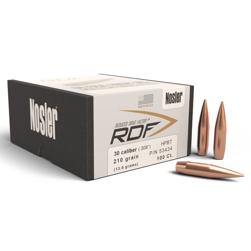 Nosler 53434 RDF Match 30Cal 210gr Hollow Point Boat Tail 100Box