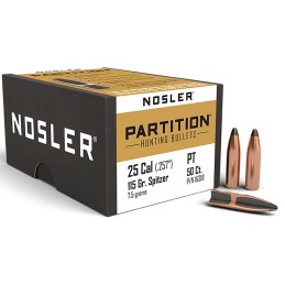 Nosler 16318 Partition  25Cal 115gr Spitzer 50Box