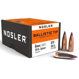 Nosler 39532 Ballistic Tip  6mm 70gr Spitzer Point 100Box