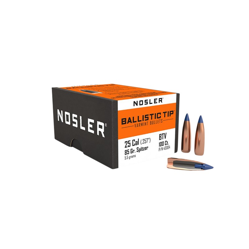 Nosler 43004 Ballistic Tip  25Cal 85gr Spitzer Point 100Box