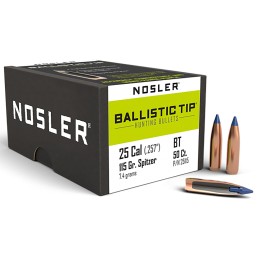 Nosler 25115 Ballistic Tip  25Cal 115gr Spitzer Point 50Box