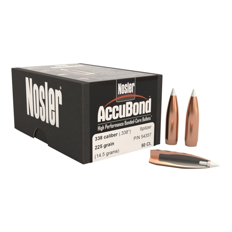 Nosler 54357 AccuBond  338Cal 225gr Spitzer Point 50Box