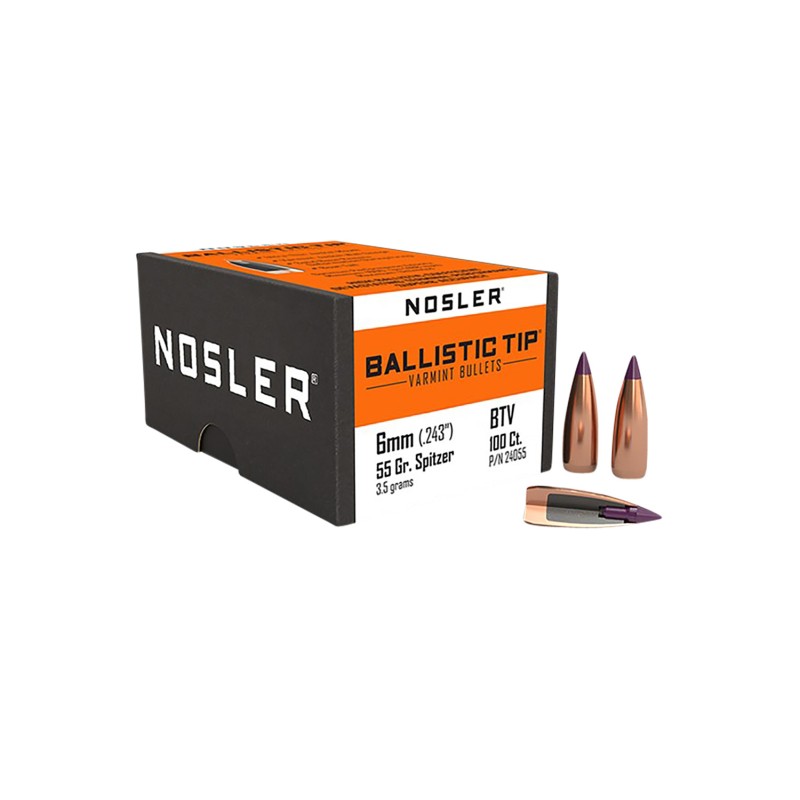 Nosler 24055 Ballistic Tip  6mm 55gr Spitzer 100Box