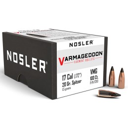 Nosler 17210 Varmageddon  17Cal 20gr Flat Base Tipped 100Box