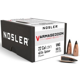 Nosler 17230 Varmageddon  22Cal 40gr Flat Base Tipped 100Box