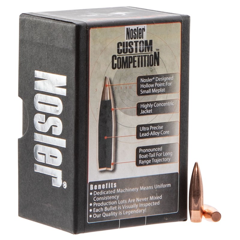 Nosler 53427 Custom Competition 6.5mm 100gr Hollow Point Boat Tail 100Box