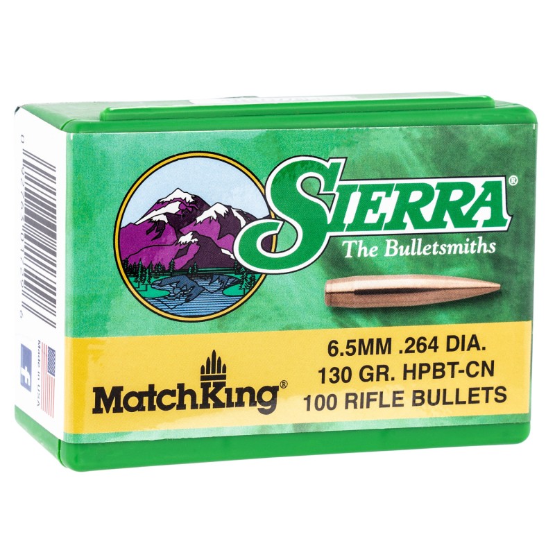 Sierra 1729 MatchKing  6.5Creedmoor 130gr Hollow Point Boat Tail 100Box