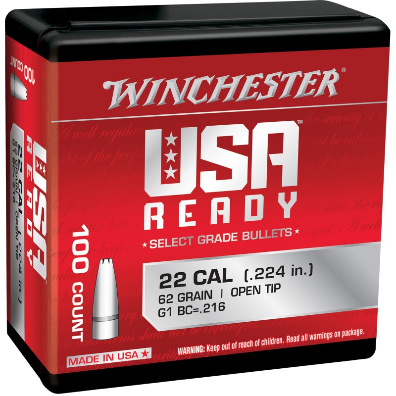 Winchester Ammo WBR22462 Centerfire Rifle  224Valkyrie 62gr Open Tip 100 Per Box10 Case