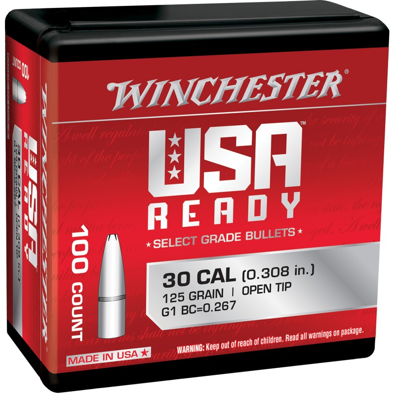 Winchester Ammo WBR30125 Centerfire Rifle  308Win 125gr Open Tip 100 Per Box10 Case