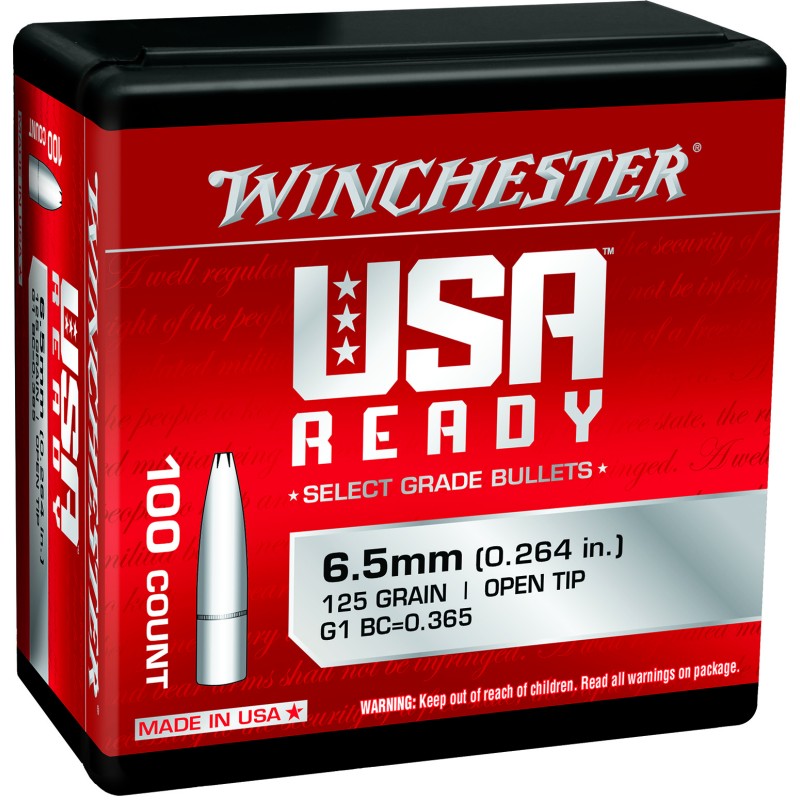 Winchester Ammo WBR65125 Centerfire Rifle  6.5Creedmoor 125gr Open Tip 100 Per Box10 Case