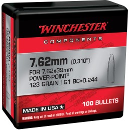 Winchester Ammo WB762P123X Centerfire Rifle  7.62mm 123gr Power Point 100 Per Box10 Case