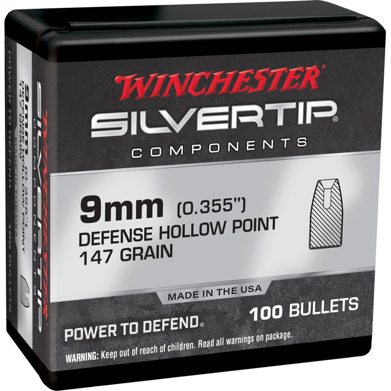 Winchester Ammo WB9ST147X Centerfire Handgun Reloading 9mm 147gr Silvertip Hollow Point 100 Per Box10 Case