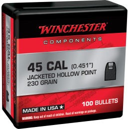 Winchester Ammo WB45HP230X Centerfire Handgun Reloading 45Cal 230gr Jacketed Hollow Point 100 Per Box10 Case