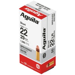 Aguila 1B220110 Super Extra Rimfire 22Short 29gr Copper Plated Solid Point 50 Per Box20 Case