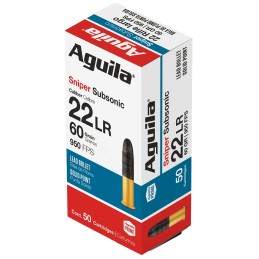 Aguila 1B220112 Sniper Subsonic Rimfire 22LR 60gr Lead Solid Point 50 Per Box20 Case