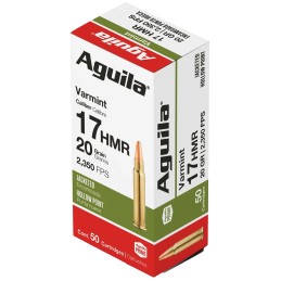 Aguila 1B222347 Target  Range Varmint 17HMR 20gr Jacketed Hollow Point 50 Per Box20 Case