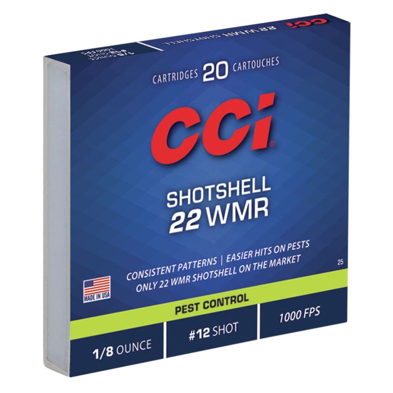 CCI 0025 Pest Control Shotshell 22WMR 52gr 12Shot 20 Per Box100 Case