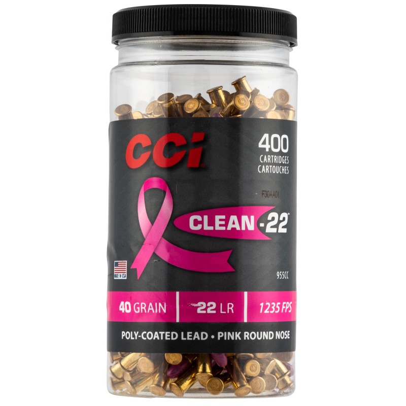 CCI 955CC Clean22 Rimfire 22LR 40gr Lead Round Nose 400 Per Box8 Case