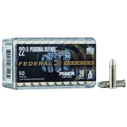 Federal PD22L1 Premium Personal Defense Punch 22LR 29gr Flat Nose 50 Per Box100 Case