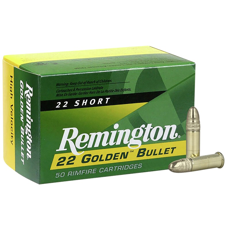 Remington Ammunition 21000 Golden Bullet  22Short 29gr Plated Lead Round Nose 50 Per Box100 Case