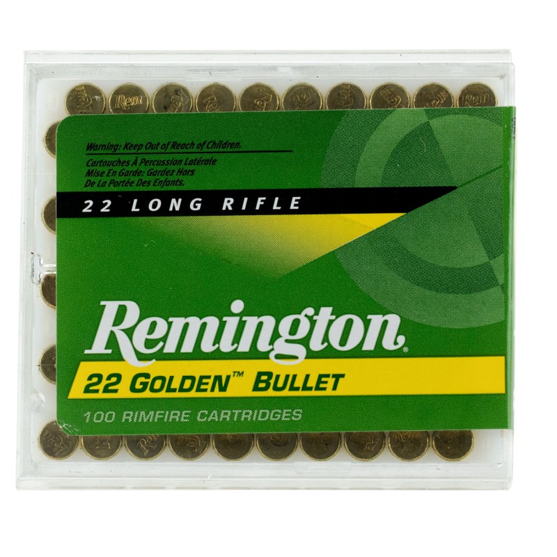 Remington Ammunition 21276 Golden Bullet  22LR 40gr Plated Lead Round Nose 100 Per Box50 Case