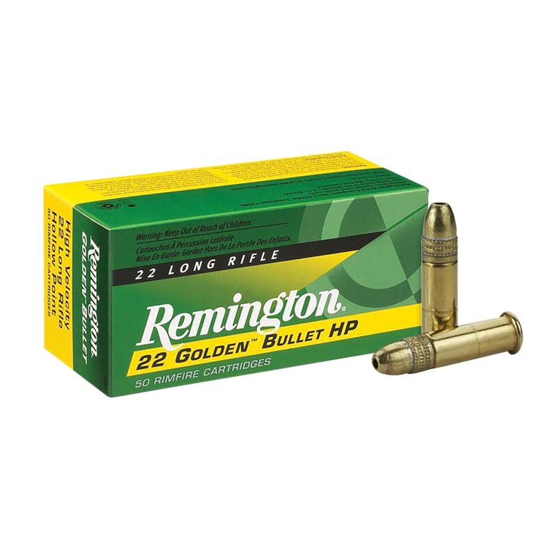 Remington Ammunition 21008 Golden Bullet Rimfire 22LR 36gr Plated Hollow Point 50 Per Box100 Case