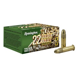 Remington Ammunition 21229 Golden Bullet Rimfire 22LR 36gr Plated Hollow Point 225 Per Box10 Case