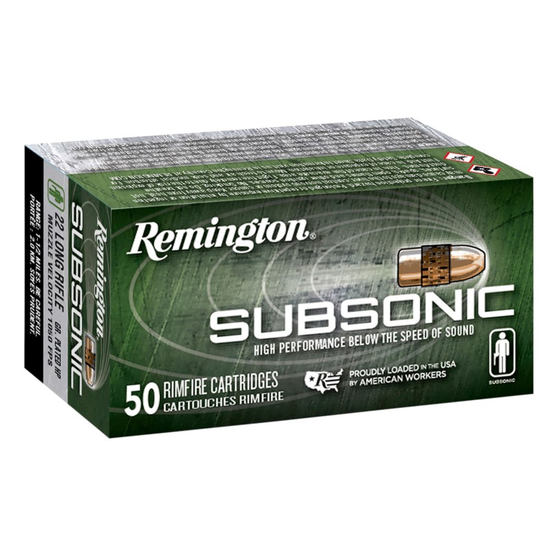 Remington Ammunition 21135 Subsonic Rimfire 22LR 40gr Plated Hollow Point 50 Per Box100 Case