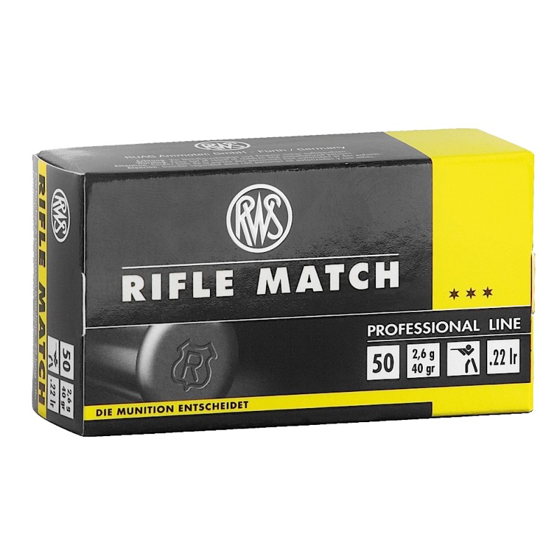 RWSUmarex 2134225 Rifle Match Professional Line 22LR 40gr Lead Round Nose 50 Per Box100 Case