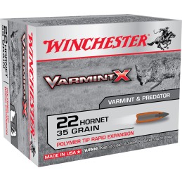 Winchester Ammo X22P Varmint X  22Hornet 35gr Polymer Tip Rapid Expansion 20 Per Box10 Case