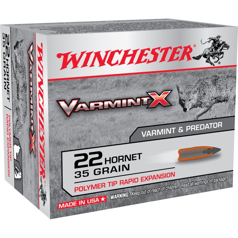 Winchester Ammo X22P Varmint X  22Hornet 35gr Polymer Tip Rapid Expansion 20 Per Box10 Case