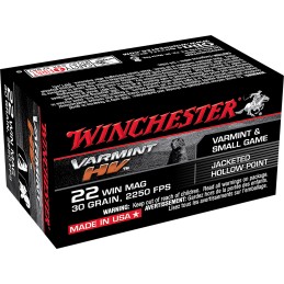 Winchester Ammo S22M2 Varmint HV  22WMR 30gr Jacketed Hollow Point 50 Per Box40 Case